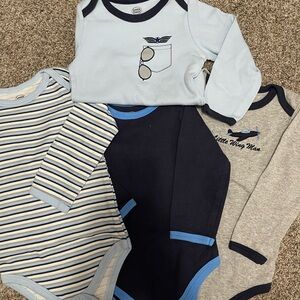 Luvable Friends Long Sleeve Aviation / Airplane Body Suit Set